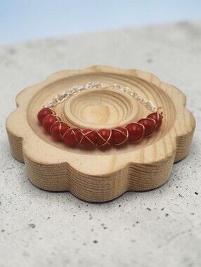Handmade Wire-wrapped Adjustable Red Beaded Bracelet